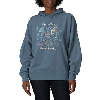 Women's Gilmore Girls "Sip Coffee Read Books" Oversized Fleece Hoodie Sweatshirt