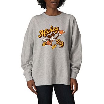 Women's Disney's Mickey Mouse Football Vintage Oversized Fleece Crew Sweatshirt