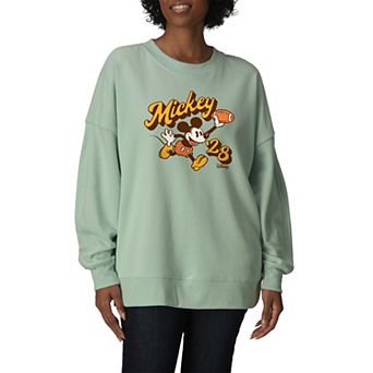 Women's Disney's Mickey Mouse Football Vintage Oversized Fleece Crew Sweatshirt