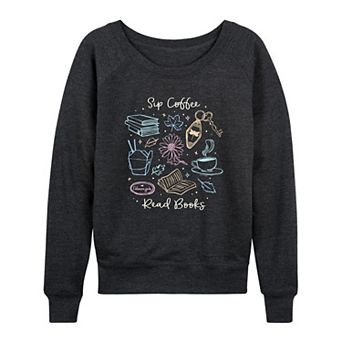Women's Gilmore Girls "Sip Coffee Read Books" French Terry Long Sleeve Tee