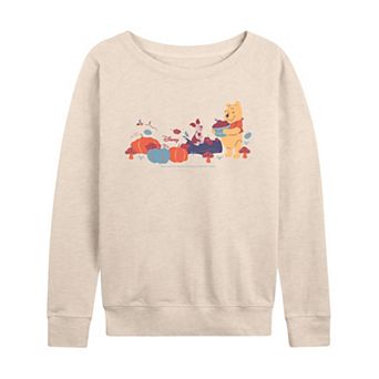Women's Disney's Winnie The Pooh & Piglet Pumpkin Patch French Terry Long Sleeve Tee