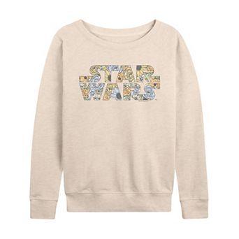Women's Star Wars Distressed Floral Logo French Terry Long Sleeve Tee