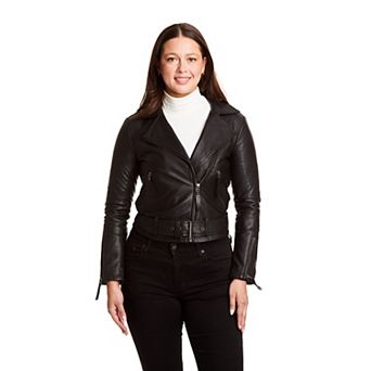Women's Just Tanned Lamb Belted Biker Jacket