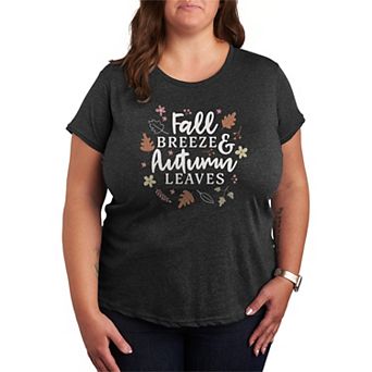 Plus Size Fall Breeze & Autumn Leaves Graphic Tee