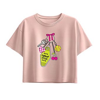 Girls 7-16 Softball Star Charm Boxy Tee