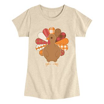 Girls 7-16 Patchwork Turkey Thanksgiving Graphic Tee