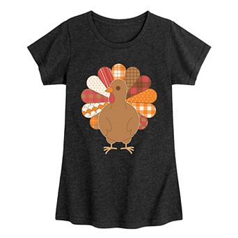 Girls 7-16 Patchwork Turkey Thanksgiving Graphic Tee