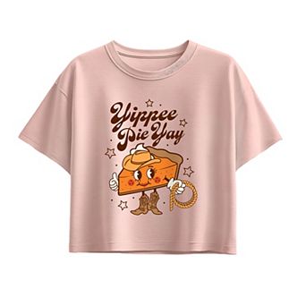 Girls 7-16 Yippee Pie Yay Pumpkin Pie Cowgirl Boxy Tee