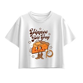 Girls 7-16 Yippee Pie Yay Pumpkin Pie Cowgirl Boxy Tee