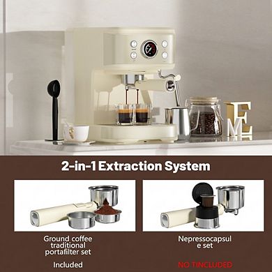20Bar Espresso Machine - 2-in-1 Coffee Maker with Milk Frother for Latte
