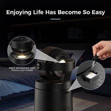 Air Purifier Fan, Smart WiFi Oscillating Purifier for 1980 Sq Ft Rooms