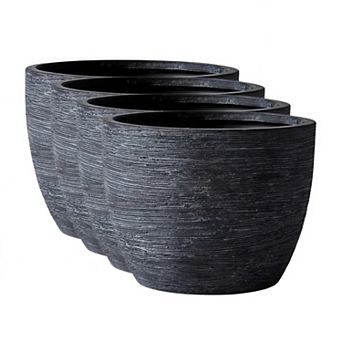 Textured Matte Ceramic Planter Pots, 4 pc Set