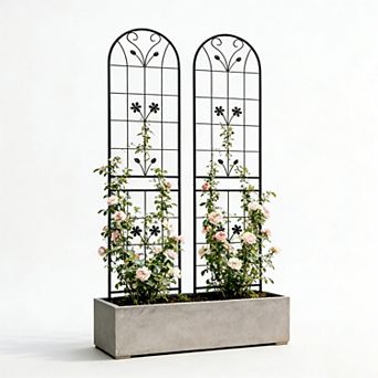 2 Pack Metal Garden Trellis (86.7" x 19.7") — Rustproof Heavy-Duty Outdoor Plant Support Towers