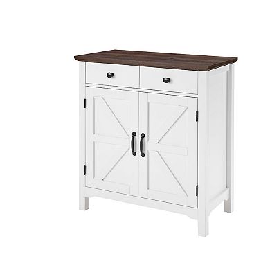 Farmhouse Buffet Cabinet with Barn Doors and Adjustable Shelf