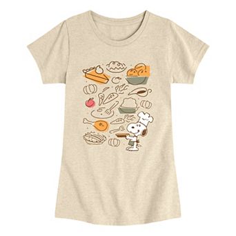 Girls 7-16 Peanuts Snoopy Thanksgiving Food Graphic Tee