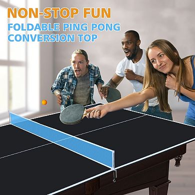 8.5ft Mid Size Ping Pong Conversion Top Foldable Table Tennis Table Top for Indoor Games
