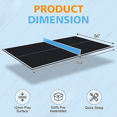 8.5ft Mid Size Ping Pong Conversion Top Foldable Table Tennis Table Top for Indoor Games