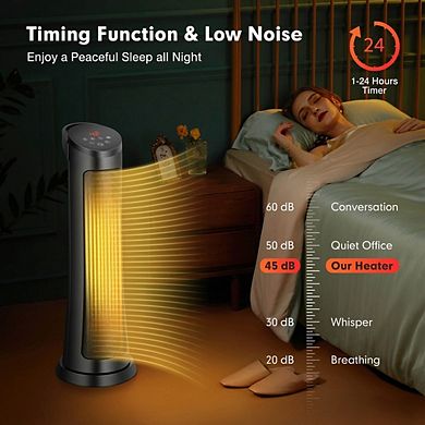 1500W PTC Ceramic Space Heater 29 Inch Oscillating Tower Heater with Remote for Bedroom