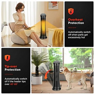 1500W PTC Ceramic Space Heater 29 Inch Oscillating Tower Heater with Remote for Bedroom