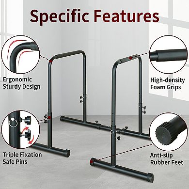 Heavy Duty 31 Inch Power Tower Dip Station Adjustable Pull Up Bar Stand Home Gym