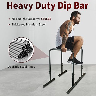 Heavy Duty 31 Inch Power Tower Dip Station Adjustable Pull Up Bar Stand Home Gym