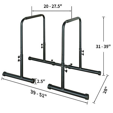 Heavy Duty 31 Inch Power Tower Dip Station Adjustable Pull Up Bar Stand Home Gym