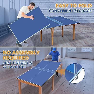 Mid Size Ping Pong Conversion Top Foldable Table Tennis Table Top 7x4ft For Indoor Games