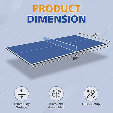 Mid Size Ping Pong Conversion Top Foldable Table Tennis Table Top 7x4ft For Indoor Games
