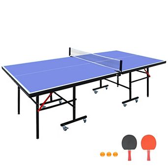 8ft Mid Size Foldable Indoor Ping Pong Table Set with Net for Home