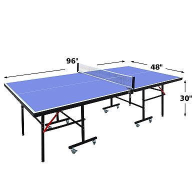 8ft Mid Size Foldable Indoor Ping Pong Table Set with Net for Home
