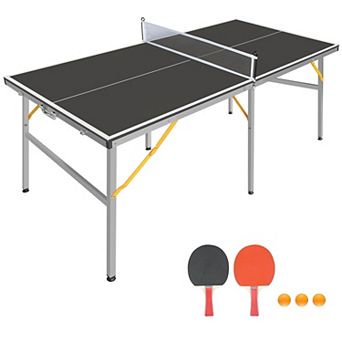 Midsize Foldable Table Tennis Set 72x36 Inch Portable Ping Pong Table For Game Rooms