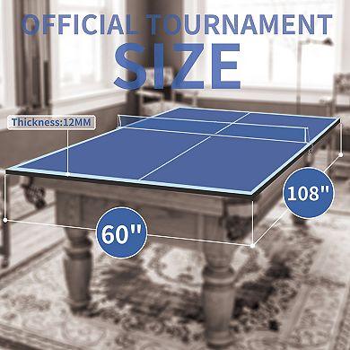 Pro Ping Pong Conversion Top 9ft Foldable Portable Table Tennis Board For Indoor Games