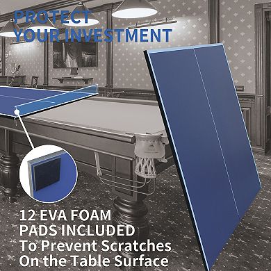 Pro Ping Pong Conversion Top 9ft Foldable Portable Table Tennis Board For Indoor Games