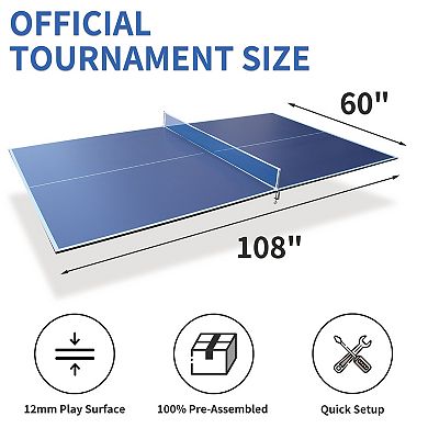 Pro Ping Pong Conversion Top 9ft Foldable Portable Table Tennis Board For Indoor Games