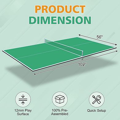 Premium Mid-Size Ping Pong Conversion Top 8.5ft Foldable Indoor Table Tennis Board