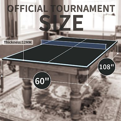 Mid Size 9ft Ping Pong Conversion Top Foldable Table Tennis for Indoor Games