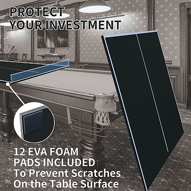 Mid Size 9ft Ping Pong Conversion Top Foldable Table Tennis for Indoor Games