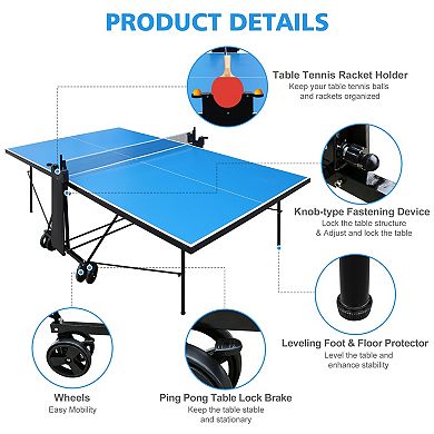 Official Size Foldable Outdoor Table Tennis Table Set For Backyard Games
