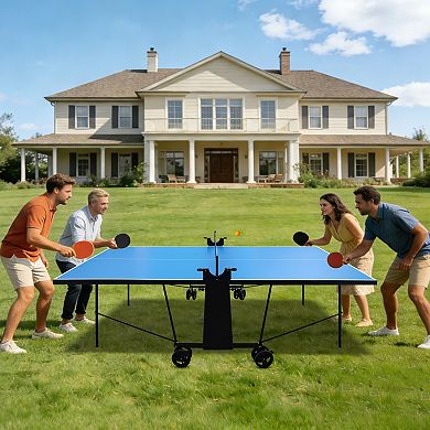 Official Size Foldable Outdoor Table Tennis Table Set For Backyard Games