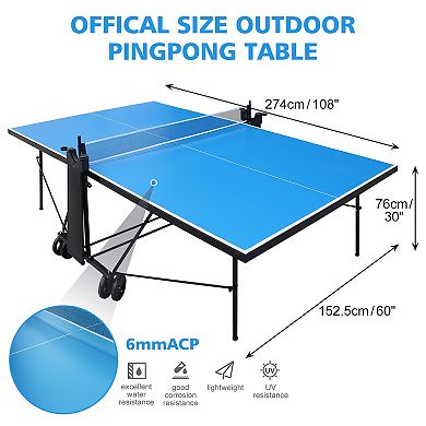 Official Size Foldable Outdoor Table Tennis Table Set For Backyard Games