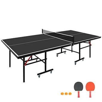 8ft Mid Size Foldable Ping Pong Table Set With Net Paddles Balls For Indoor Games