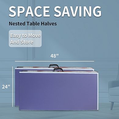 Mid-Size 8ft Foldable Table Tennis Table 96x48 Inch Indoor Game Set