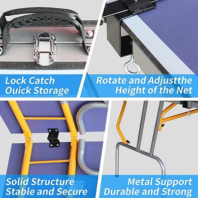 Mid-Size 8ft Foldable Table Tennis Table 96x48 Inch Indoor Game Set