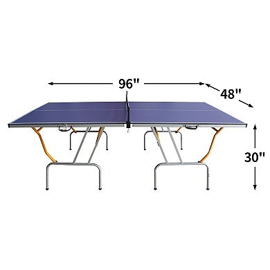 Mid-Size 8ft Foldable Table Tennis Table 96x48 Inch Indoor Game Set