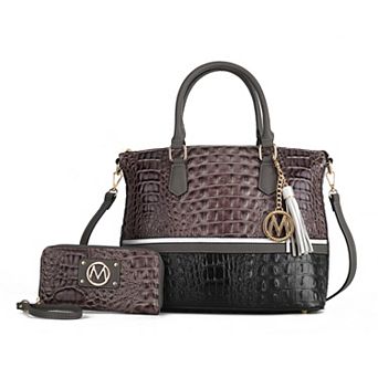 MKF Collection Crocodile-Embossed Vegan Leather Tote Bag with Wallet