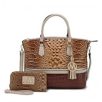 MKF Collection Crocodile-Embossed Vegan Leather Tote Bag with Wallet