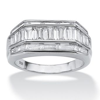 Men's 4.28 TCW Cubic Zirconia Platinum-plated Sterling Silver Classic Ring