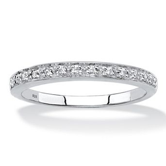 Platinum-plated Sterling Silver Diamond Accent Single Row Ring Band