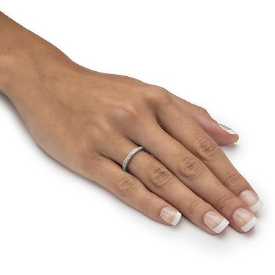 Platinum-plated Sterling Silver Diamond Accent Single Row Ring Band