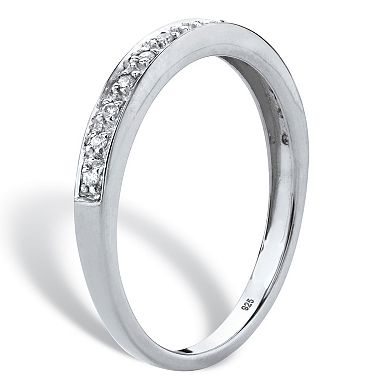 Platinum-plated Sterling Silver Diamond Accent Single Row Ring Band
